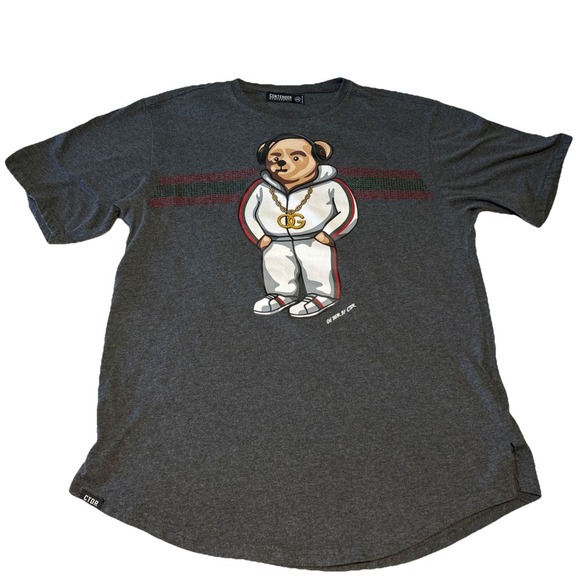 Contender Mens Large Bear Gray Hip Hop‎ Graphic Crew Tee Gray 2XL - Picture 1 of 4